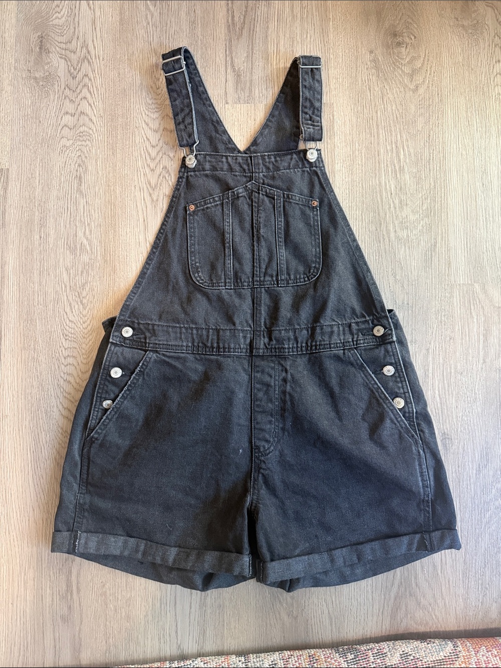 Old Navy Black Denim Short Overalls